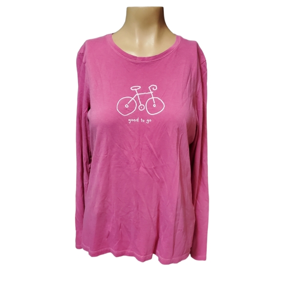 Life Is Good Tops - Life is Good Pink Bicycle Long Sleeve Tee